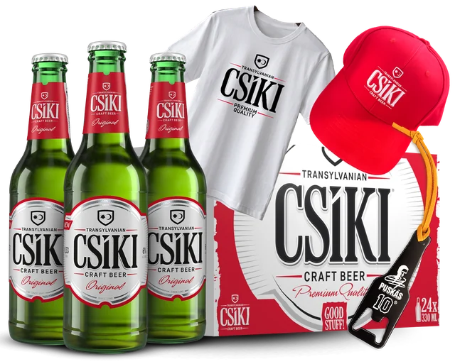 Pachet premiu Original: bax Csíki Original, tricou, șapcă și breloc
