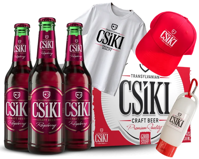 Pachet premiu Raspberry: bax Csíki Raspberry, tricou, șapcă și cremă de protecție solară